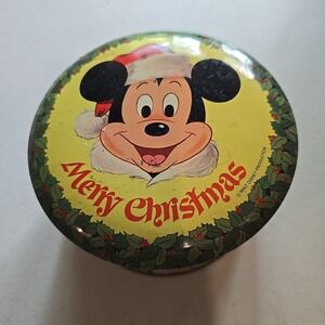 Vintage Merry Christmas Disney Mickey Mouse and Friends Candy Tin England‎ Nice